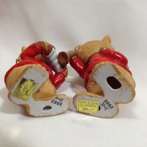 2 Homco Bears Musical Band 4" Christmas Ornaments Accordion Horn 5553 Music - Picture 5 of 7